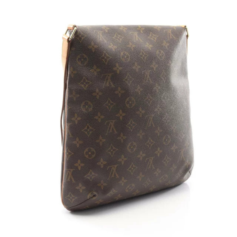Louis Vuitton Leather Musette Shoulder Bag Monogram Brown Canvas